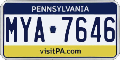 PA license plate MYA7646
