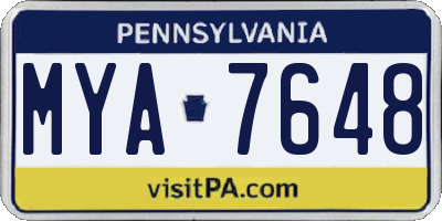 PA license plate MYA7648