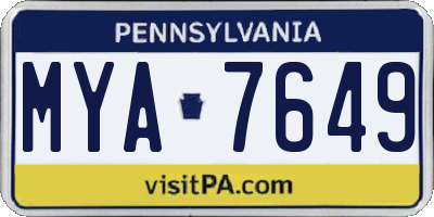 PA license plate MYA7649