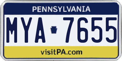 PA license plate MYA7655