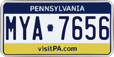PA license plate MYA7656