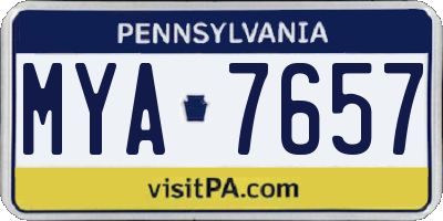 PA license plate MYA7657