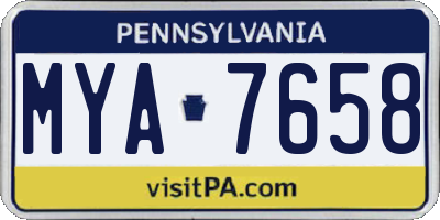 PA license plate MYA7658