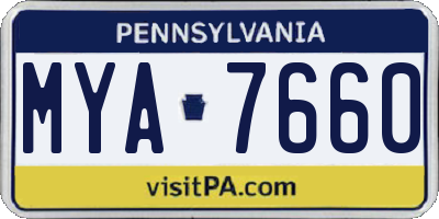 PA license plate MYA7660