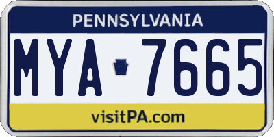 PA license plate MYA7665