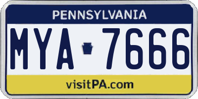 PA license plate MYA7666