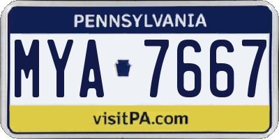 PA license plate MYA7667