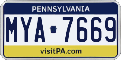 PA license plate MYA7669