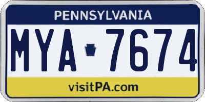 PA license plate MYA7674