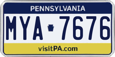 PA license plate MYA7676