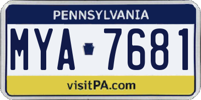 PA license plate MYA7681