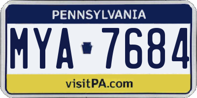 PA license plate MYA7684