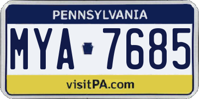 PA license plate MYA7685