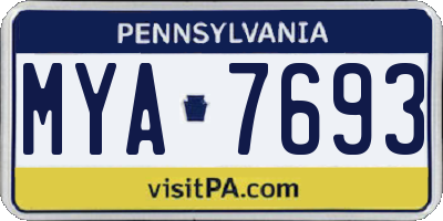 PA license plate MYA7693