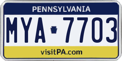 PA license plate MYA7703