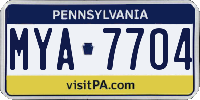 PA license plate MYA7704