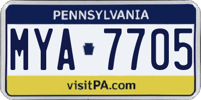 PA license plate MYA7705