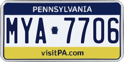 PA license plate MYA7706