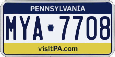 PA license plate MYA7708