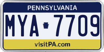 PA license plate MYA7709