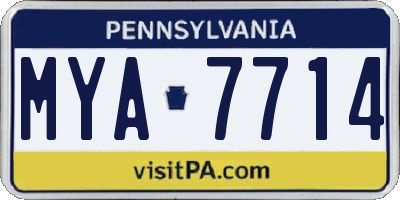PA license plate MYA7714