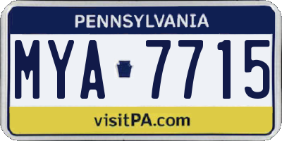 PA license plate MYA7715