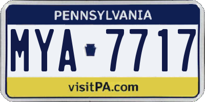 PA license plate MYA7717
