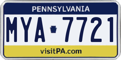 PA license plate MYA7721