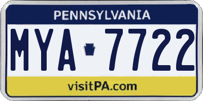 PA license plate MYA7722