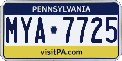 PA license plate MYA7725