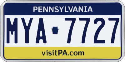 PA license plate MYA7727