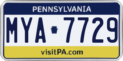 PA license plate MYA7729