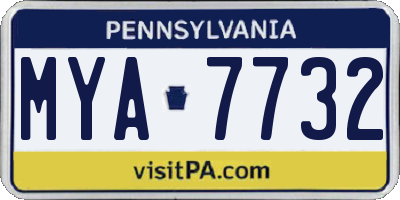PA license plate MYA7732