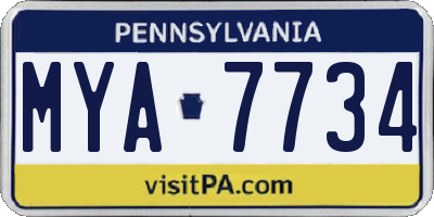 PA license plate MYA7734