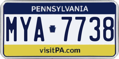 PA license plate MYA7738