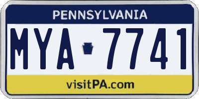 PA license plate MYA7741
