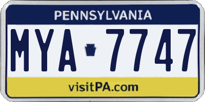 PA license plate MYA7747