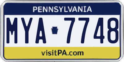 PA license plate MYA7748