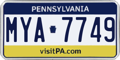 PA license plate MYA7749