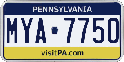 PA license plate MYA7750
