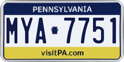 PA license plate MYA7751