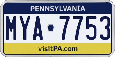 PA license plate MYA7753