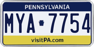 PA license plate MYA7754