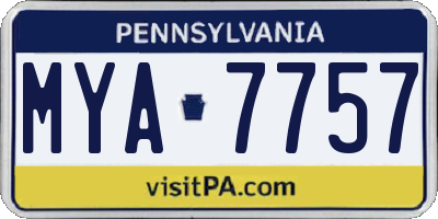 PA license plate MYA7757