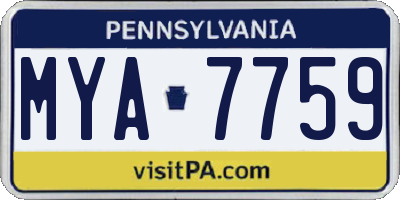 PA license plate MYA7759