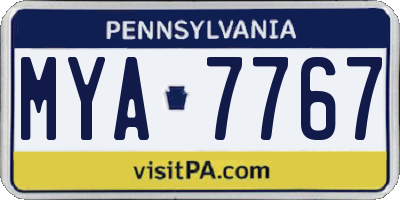 PA license plate MYA7767