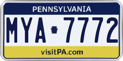 PA license plate MYA7772