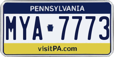 PA license plate MYA7773
