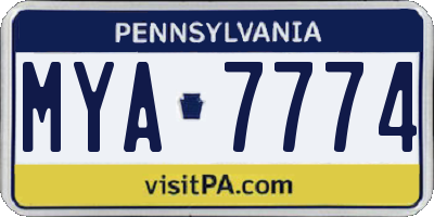 PA license plate MYA7774