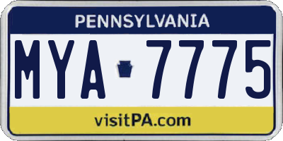 PA license plate MYA7775
